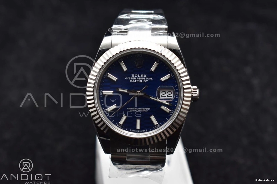 DateJust Best Oyster Edition Dial Steel Bracelet Blue Clean 904L Textured 41 On TimelessDesign 1:1 126334 637 VR 0324